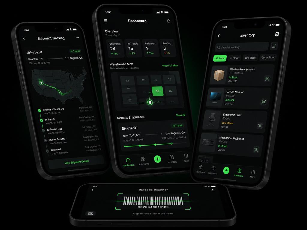Mockup del proyecto App de Gestión Logística
