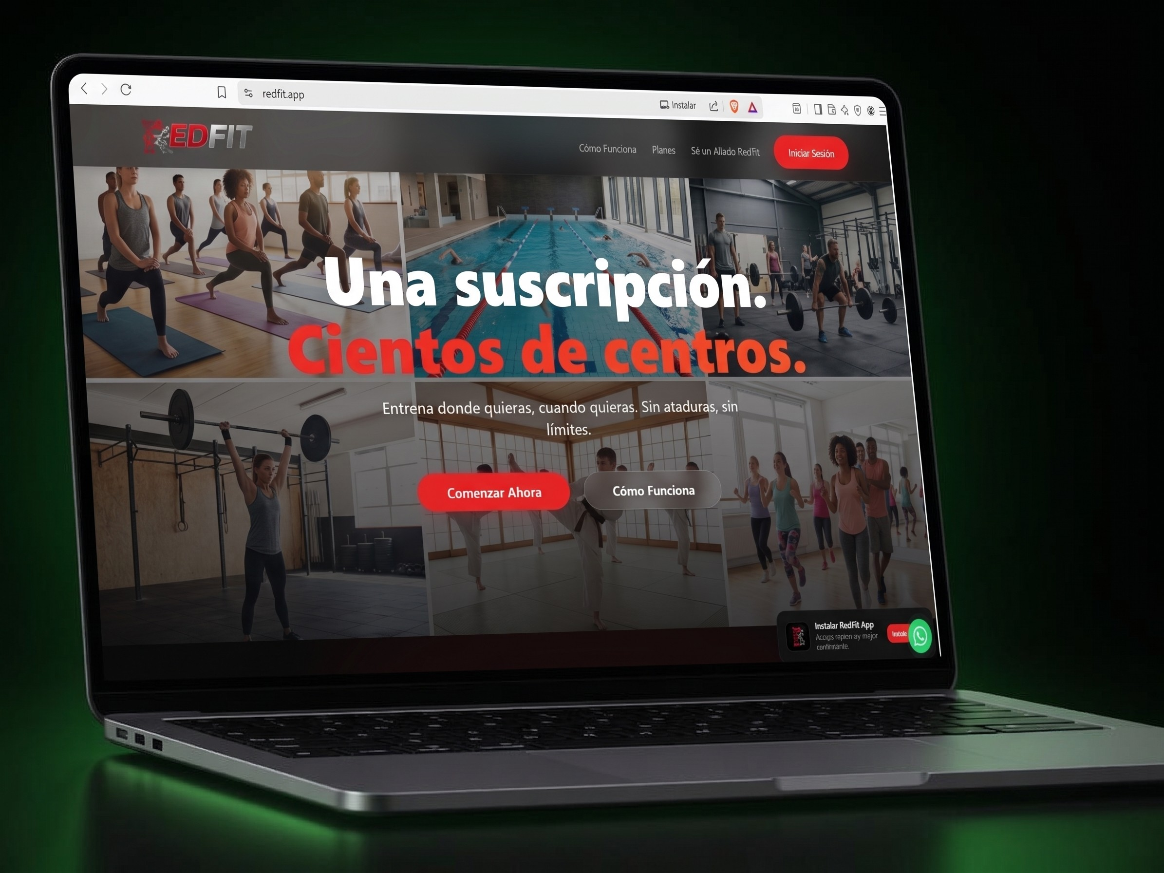 Mockup del proyecto RedFit: Plataforma de Gestión y Operación Multi-Sede