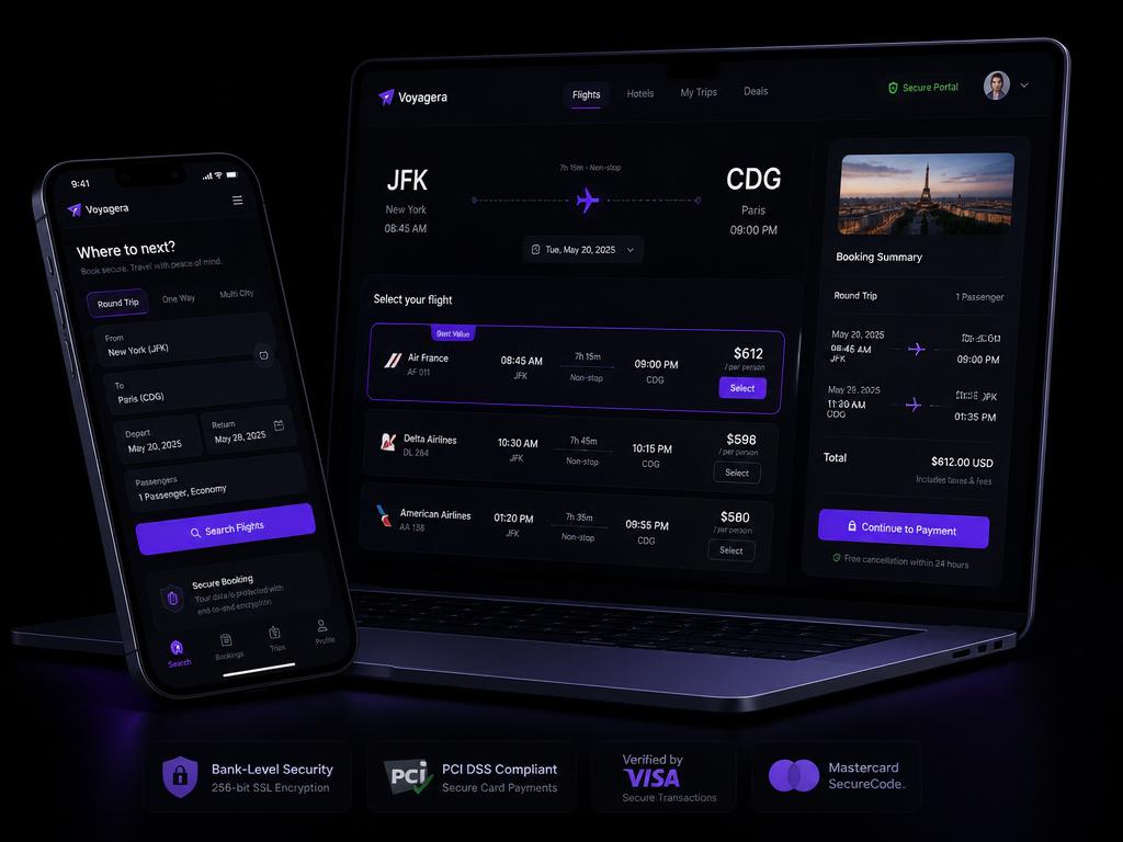 Mockup del proyecto Portal de Viajes Seguro